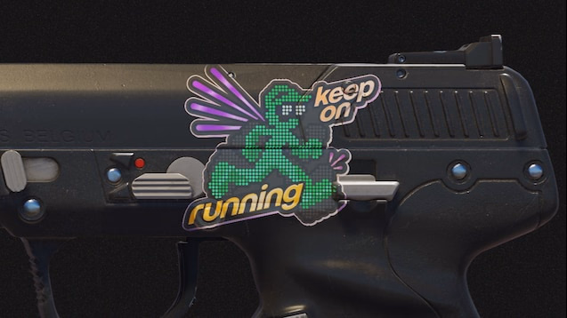Стикер Keep on running на оружии